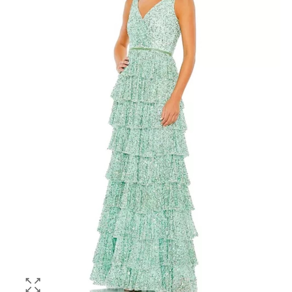 Mac Duggal Mint Green Tiered Maxi Dress